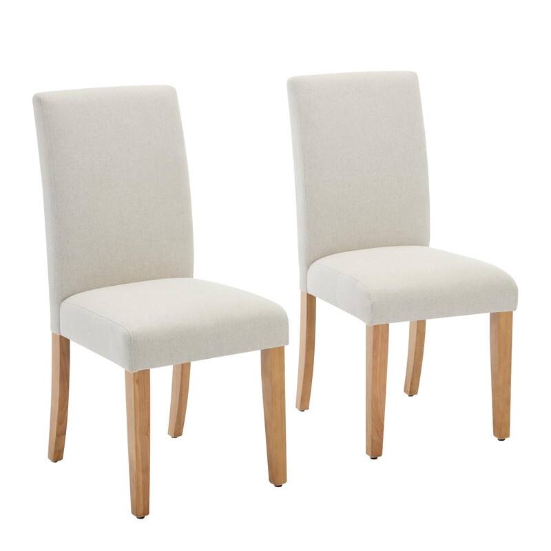 Set of 2 Modern Dining Chairs - Ergonomic Fabric Upholstered w/Wood Legs - 265lbs - Easy-Clean & Floor-Safe - 15 Min Assembly