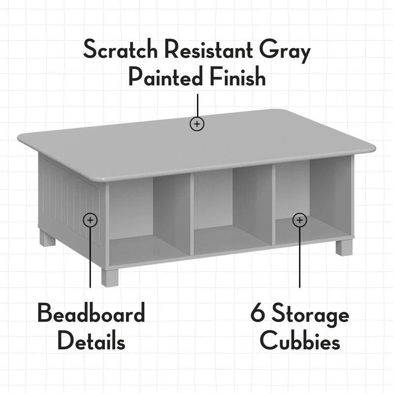 RiverRidge Kids Desk, Activity and Play Table with 6 Storage Cubbies - Gray
