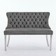 preview thumbnail 40 of 72, Velvet Double Dining Loveseat Bench, 2-Seat Tufted Bench w/Handmade Buttons, Wing Back, Gold-Plated Steel Legs, Single Pack