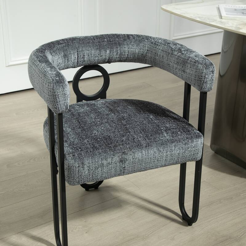 Contemporary Chenille Fabric Upholstered Accent/Dining Chair/Barrel Side Chairs Kitchen Armchair for Living Room set of 1