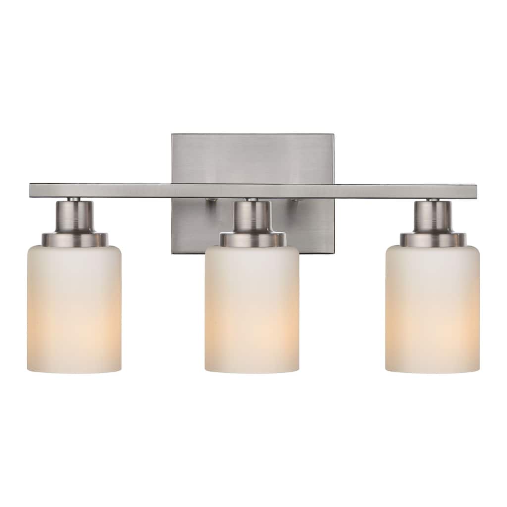 3-Light Bathroom Light Fixtures Brushed Brass 6-Light Bathroom Vanity Light, Bathroom Lights Over Mirror with Milky Glass Shade