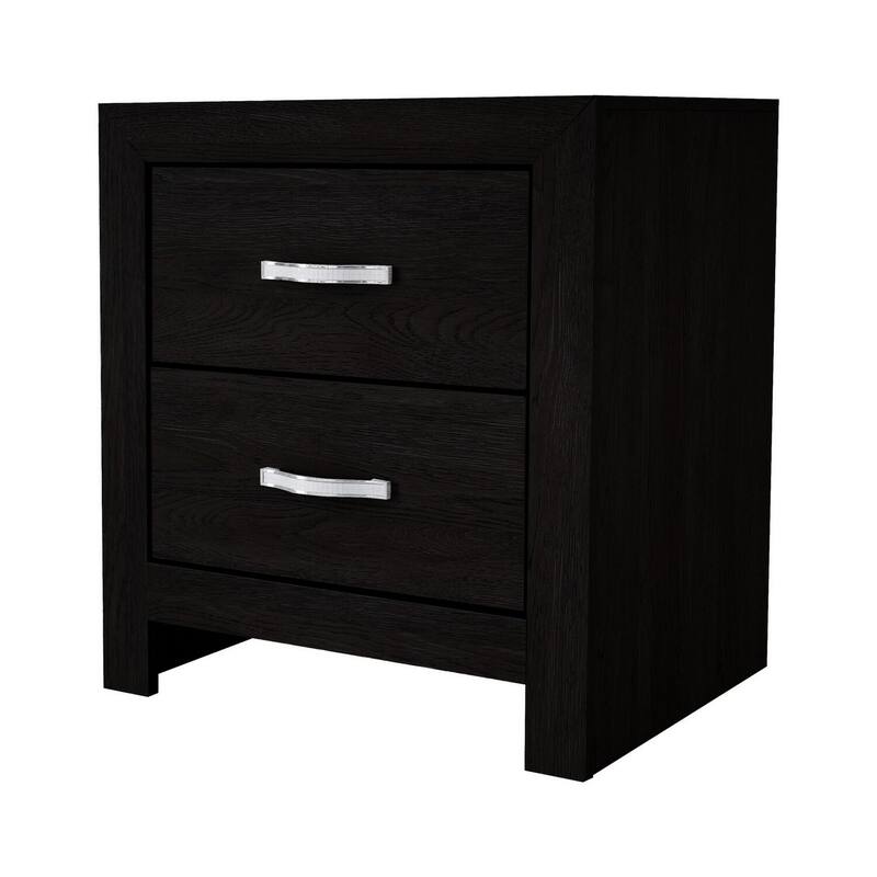 Black/Chrome 2 Drawer 21.6 in. W Nightstand with Sturdy Hardware and Ample Storage