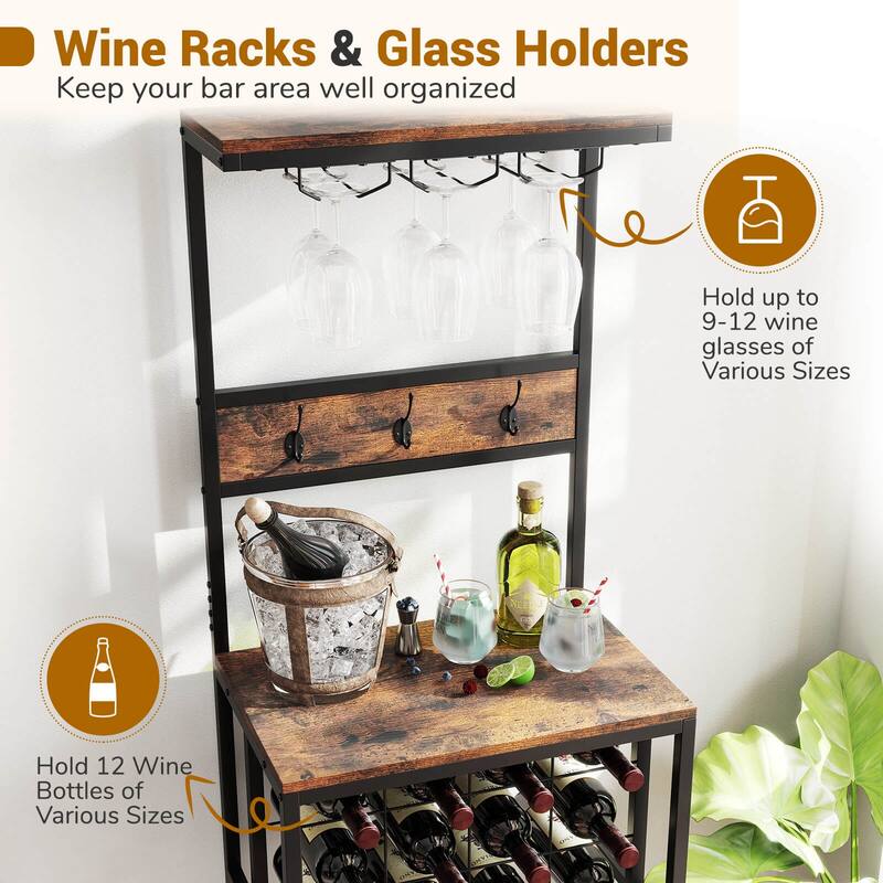 Costway Wine Rack Freestanding Floor with Countertop Wine and Glass - See Details