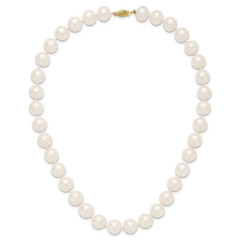 Curata 14k Yellow Gold Pearl clasp 11 12mm White Near Round Freshwater Cultured Pearl Bracelet 7.5 Inch