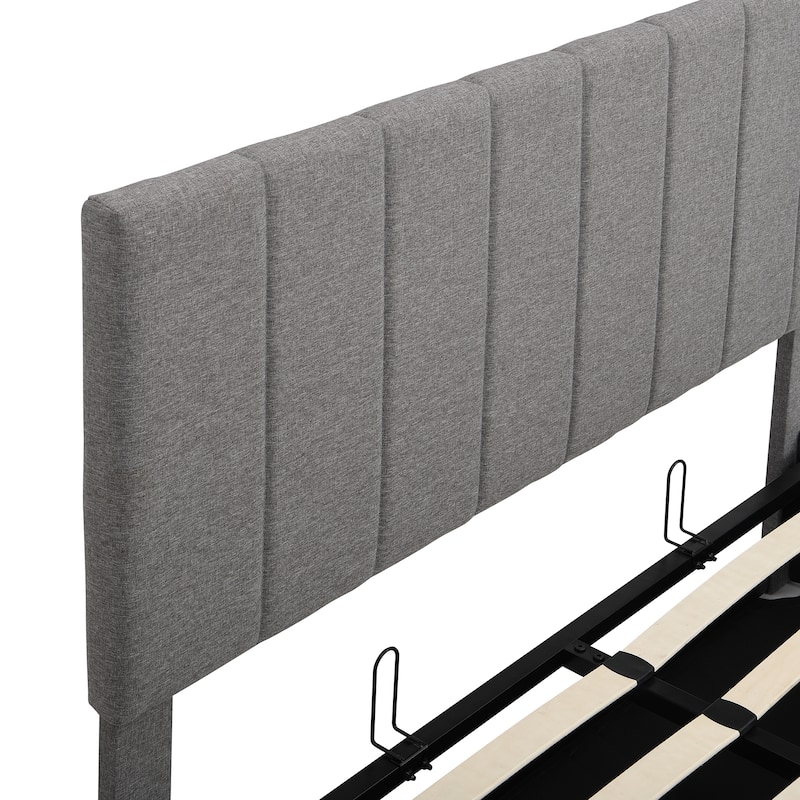 Upholstered Platform bed with a Hydraulic Storage System