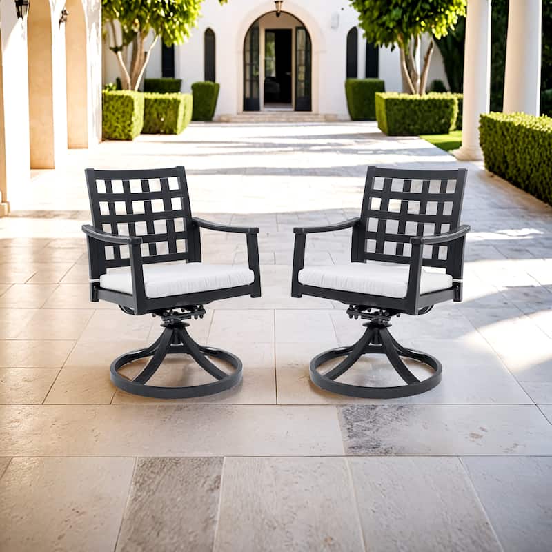 Outdoor Patio Cast Aluminum Swivel Rockers with Lattice Design