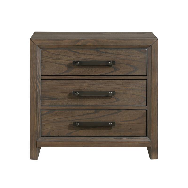 Classic Dark Walnut 3-Drawer Nightstand for Bedroom Furniture