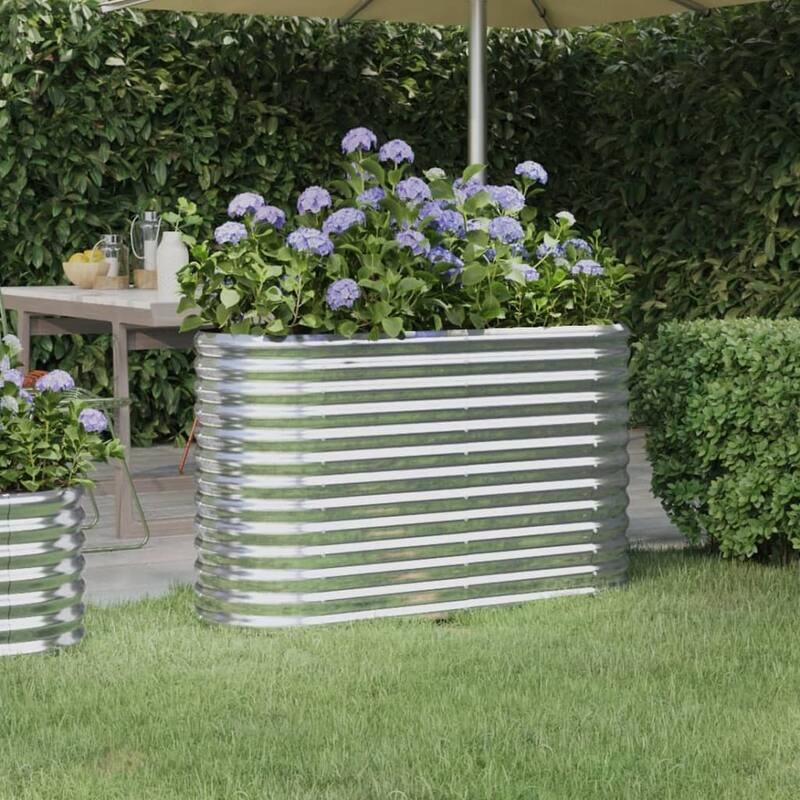 vidaXL Garden Raised Bed Patio Outdoor Raised Planter Box Powder-coated Steel - 44.9"x15.7"x26.8" - Silver