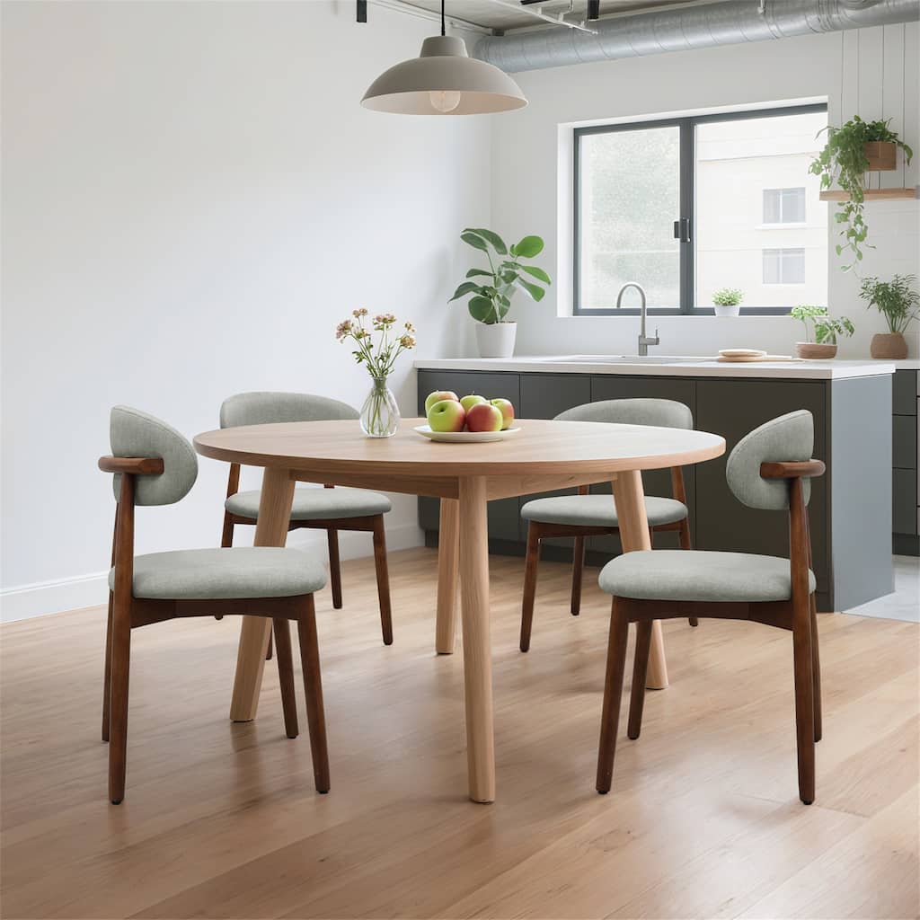 Set of 4 Armless Laurel Green Flannelette Upholstered Dining Chairs