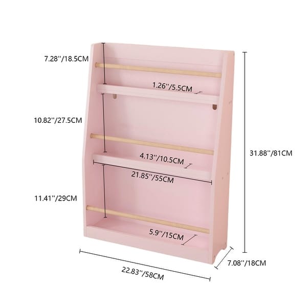 dimension image slide 1 of 2, 3 Tier Kids Book Shelf,Kids Book Rack, Helps Keep Bedrooms, Playrooms, and Classrooms Organized