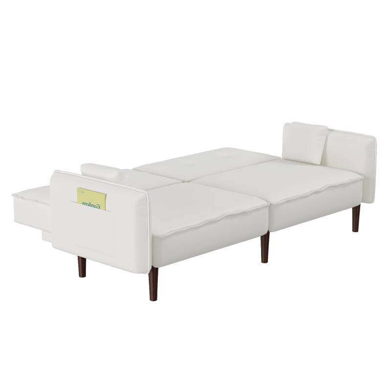 Futon Sofa Bed, Fabric, Solid Wood Leg, Adjustable Backrest