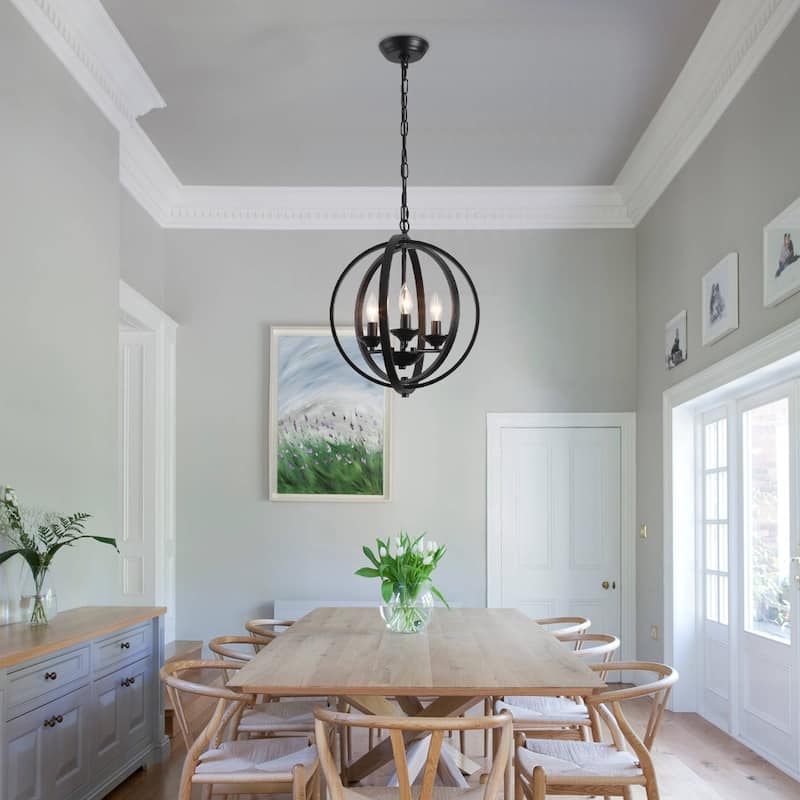 3-Light Farmhouse Globe Chandelier for Dining Room Kitchen Island
