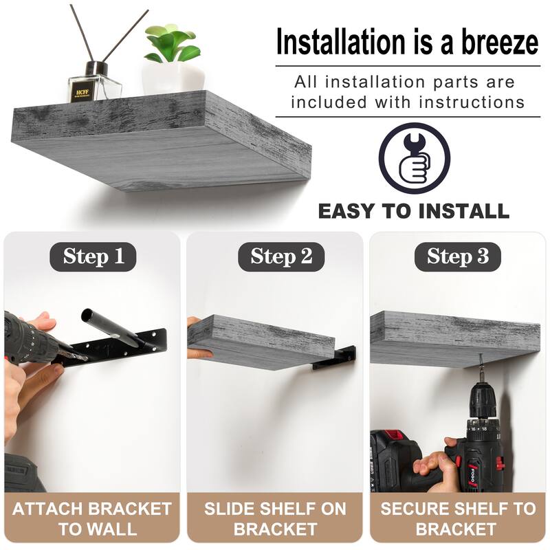 Floating Shelf Square Invisible Mounting (4 Pack) - 9.25" L X 9.25" W 1.5"H