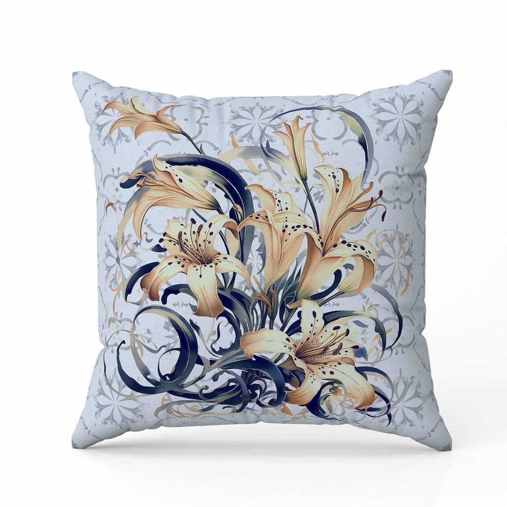Lily Legends Indoor/Outdoor Reversible Throw Pillow Blue and Chestnut