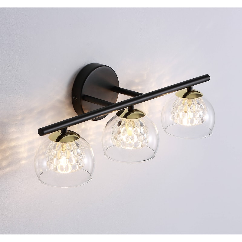 Glass Shade Wall Sconce Black Vanity Light for bathroom