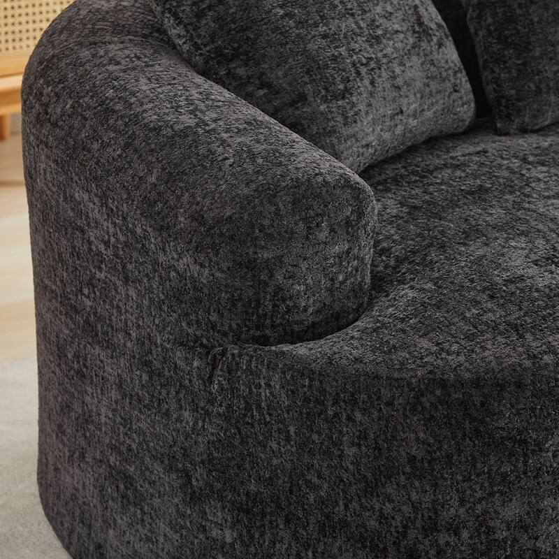 63.2" Modern Small Loveseat Sofa, Chenille Boneless Couch, Deep Seat Sofa with 3 Pillows