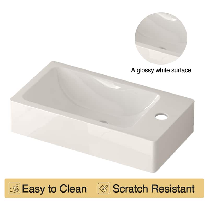 GDF Studio - Zee Modern 16" Small Wall-Mounted Bathroom Vanity with SMC Resin Basin and Soft-Close Door