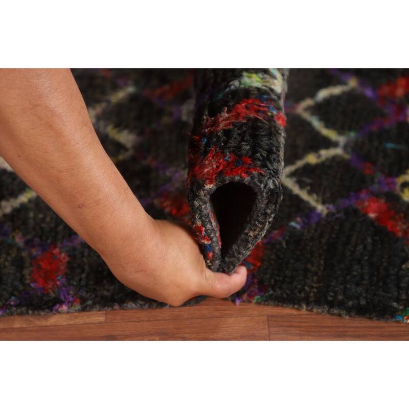 All-Over Trellis Moroccan Indian Area Rug Handmade Jute Carpet - 5'6"x 8'7"