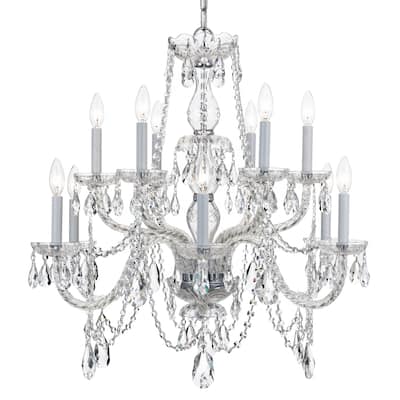 Traditional Crystal 12 Light Clear Spectra Crystal Chrome Chandelier - 31'' W x 26'' H