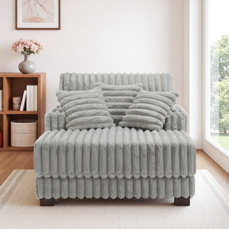 42"W Upholstered Chaise Lounge Sofa Bed with Pillow and Cup Holder