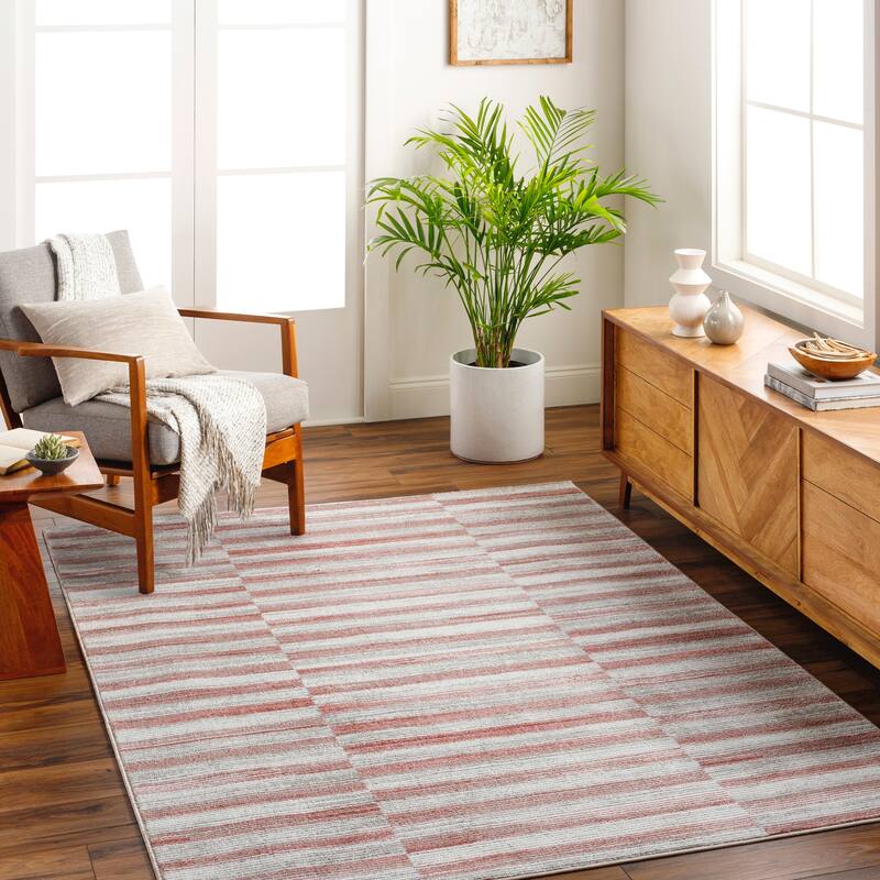 Livabliss San Fran Casual Checkered Area Rug - 9' 2" x 12' - Salmon
