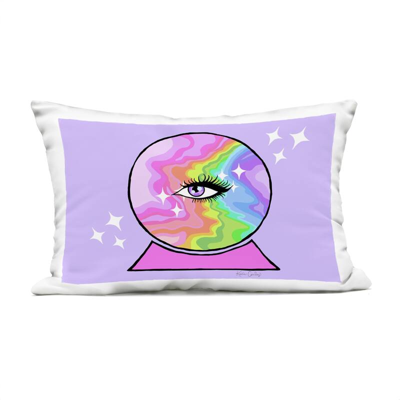 Stupell Mystical Crystal Ball Eye Printed Outdoor Throw Pillow Design by Katie Conley - Accent - Polyester - Pink - Single