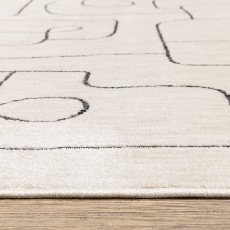 Hansel Abstract Lines Beige/ Black Area Rug