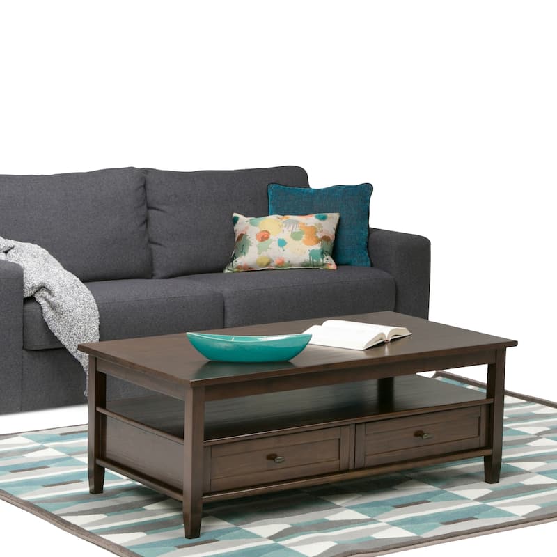 WYNDENHALL Norfolk Wood Transitional Coffee Table - 48 Inches wide - Tobacco Brown