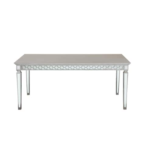 ACME Varian Dining Table in Mirrored and Antique Platinum
