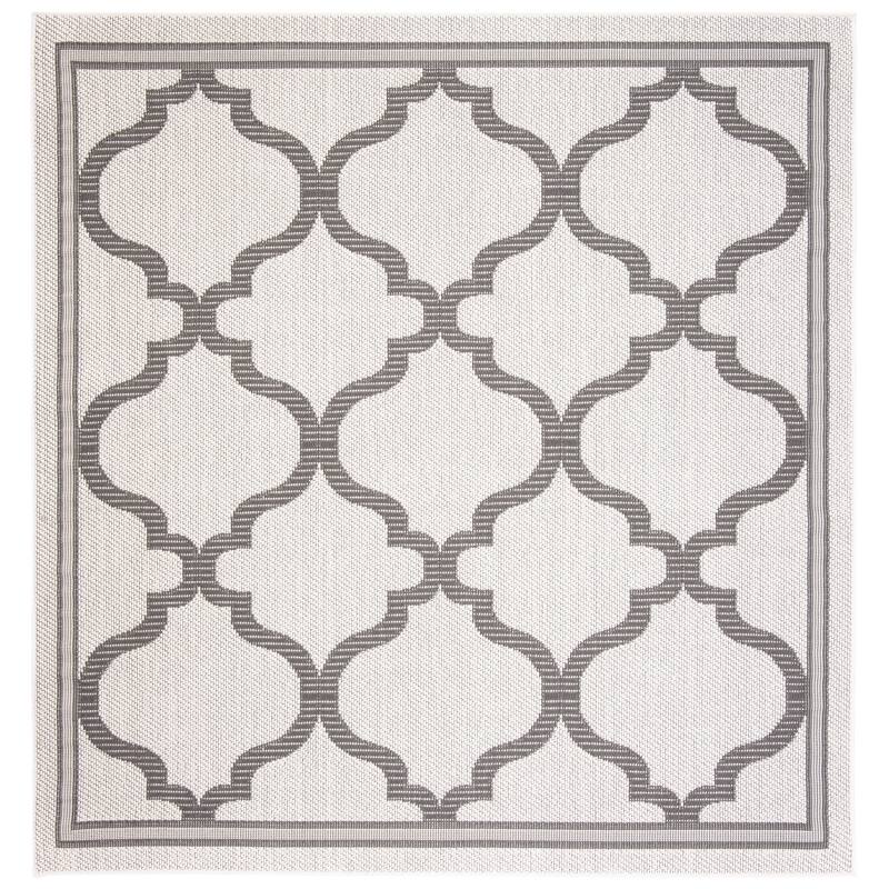 SAFAVIEH Bermuda Washable Edelt Indoor/ Outdoor Waterproof Rug - 6'7" Square - Ivory/Grey