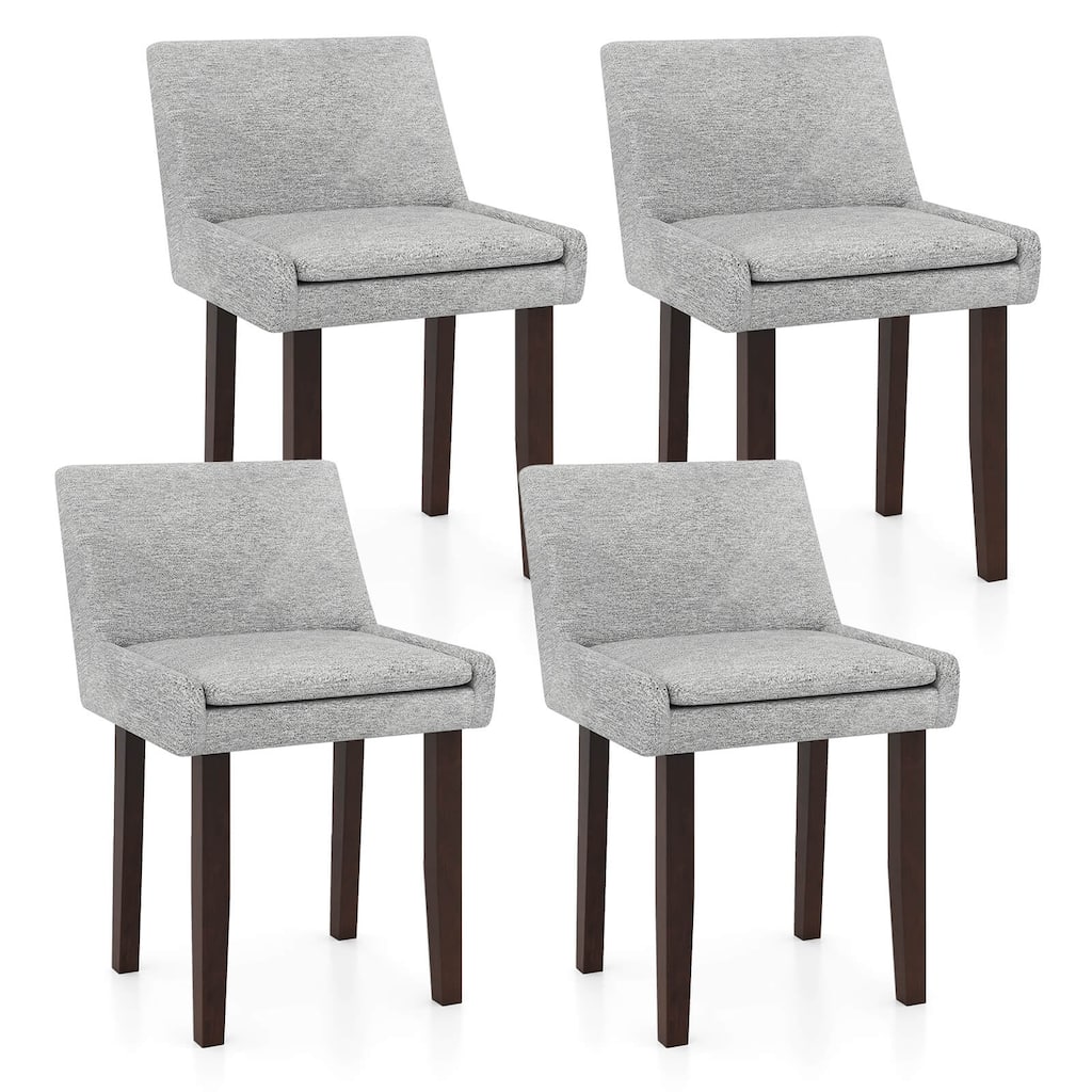 Gymax Modern Dining Chair Set of 4 w/ Mid Back & Cushioned Seat Solid