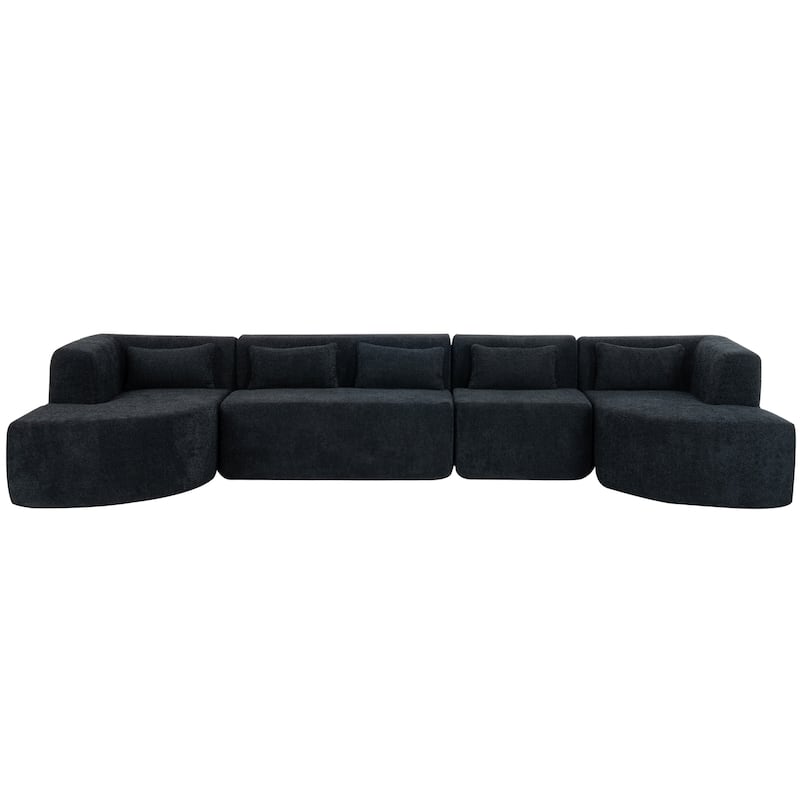 Merax 143.7" Upholstered Sofa Free-combined Sofa Couch