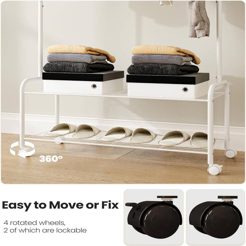 Clothing Rack with 4 Wheels - 33.4"D x 12.5"W x 64.5"H