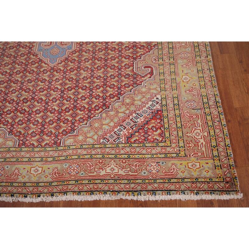 Geometric Tabriz Vintage Persian Area Rug Handmade Wool Carpet - 6'4" x 9'6"