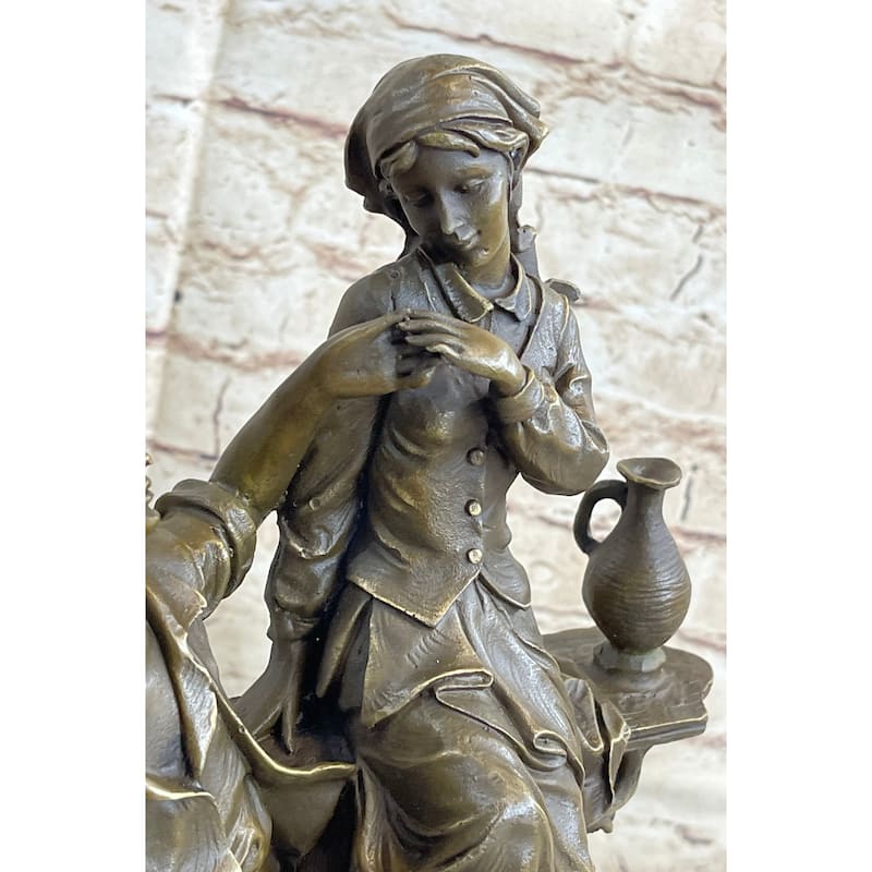 French Bronze Statue Sculpture Young Lovers Romance Anniversary Figure Decor 14 Inches X 7.5 Inches