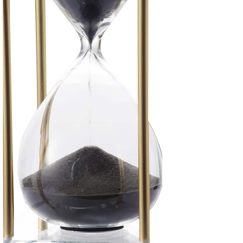 3x3x10" Black Hourglass, Framed with Crystal Stand, 30min