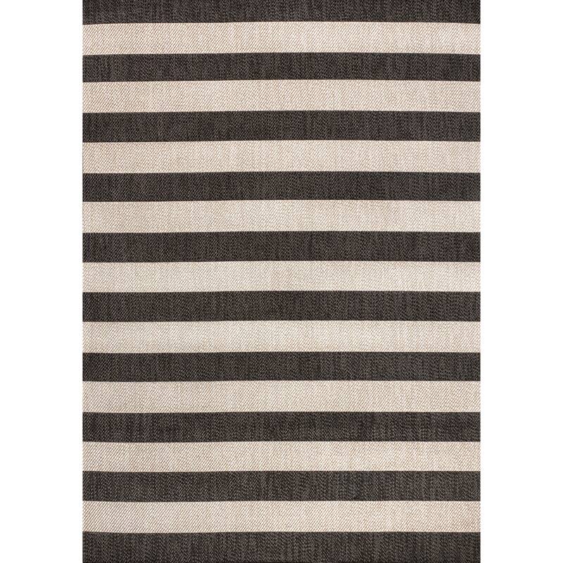 JONATHAN Y Vinales Two-Tone Wide Stripe Indoor/Outdoor Area Rug - 3 X 5 - Black/Beige