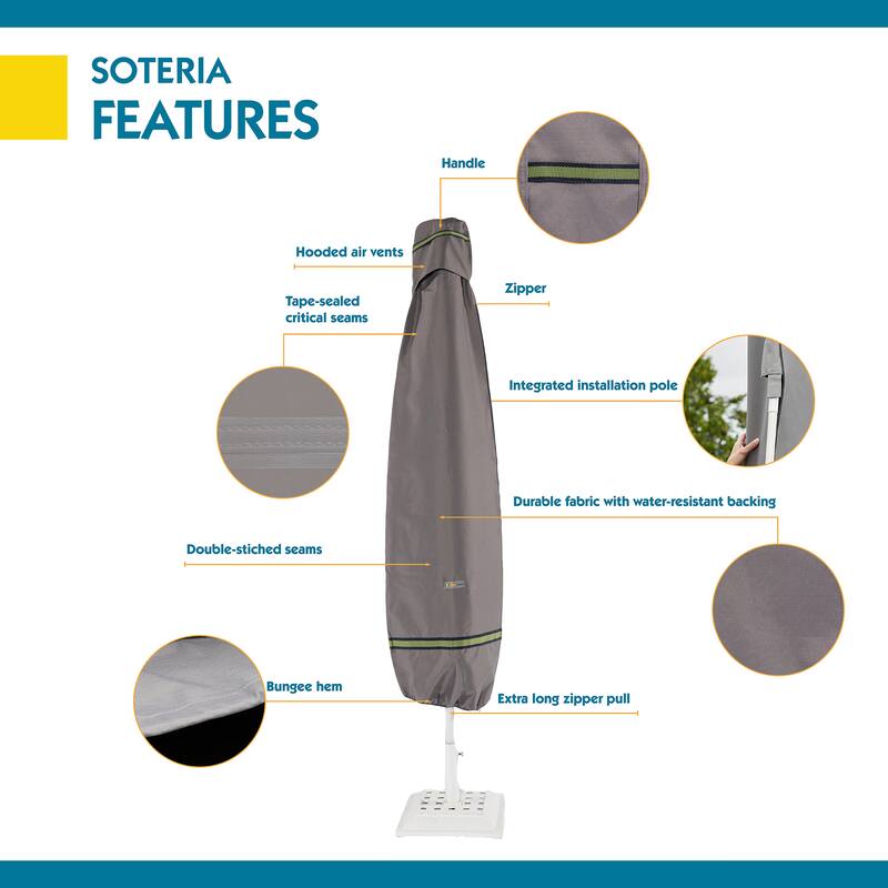 Duck Covers Soteria RainProof Patio Umbrella Cover with Integrated Installation Pole