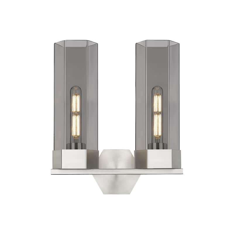 Innovations Lighting 427-2W-17-14 Claverack Vanity Claverack 2 Light - Satin Nickel / Plated Smoke