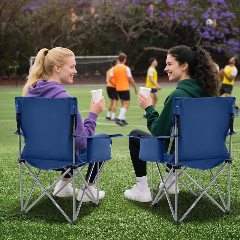Gymax 2PCS Oversized Camping Chairs Heavy Duty Outdoor Folding Chair