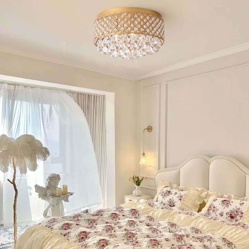 Silver Orchid Taylor 4-light Crystal Flush Mount Chandelier