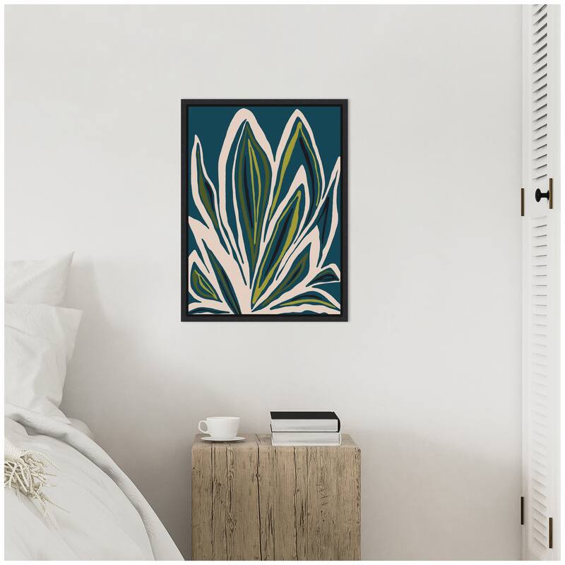 Kate and Laurel Sylvie Blue Flora 1 Framed Canvas by Alicia Bock