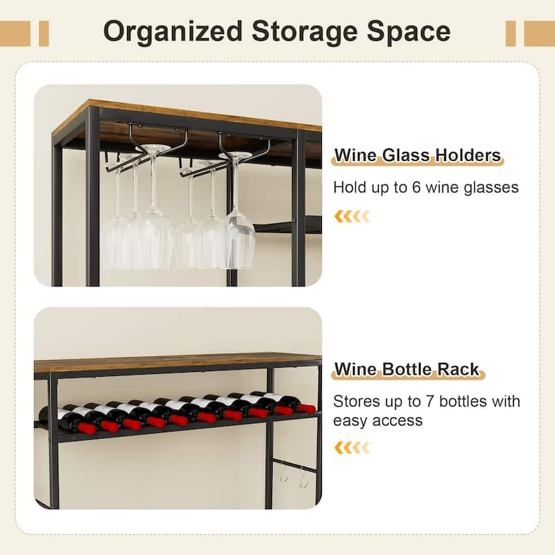 Gymax Sideboard Buffet Cabinet w/ LED Lights 55'' Coffee Table w/