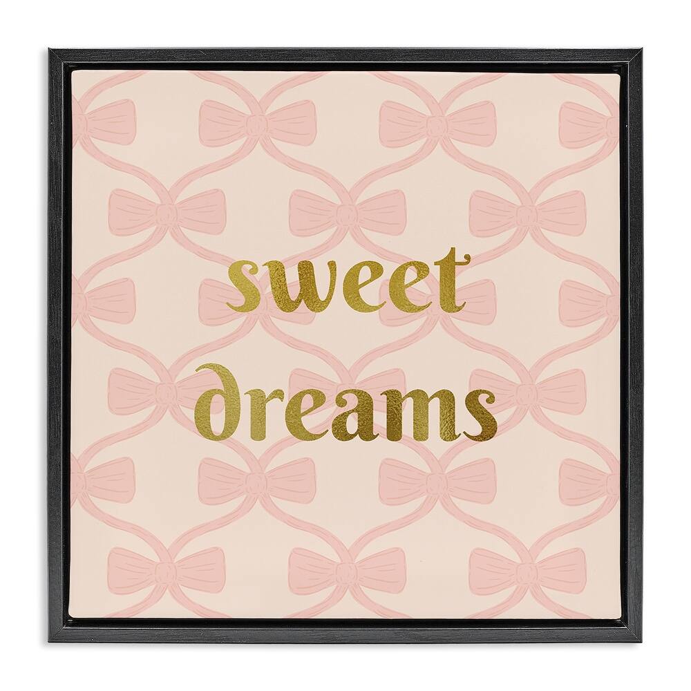 Stupell Pastel Bows & Sweet Dreams Framed Floater Canvas Wall Art Design By Sazerelli Designs