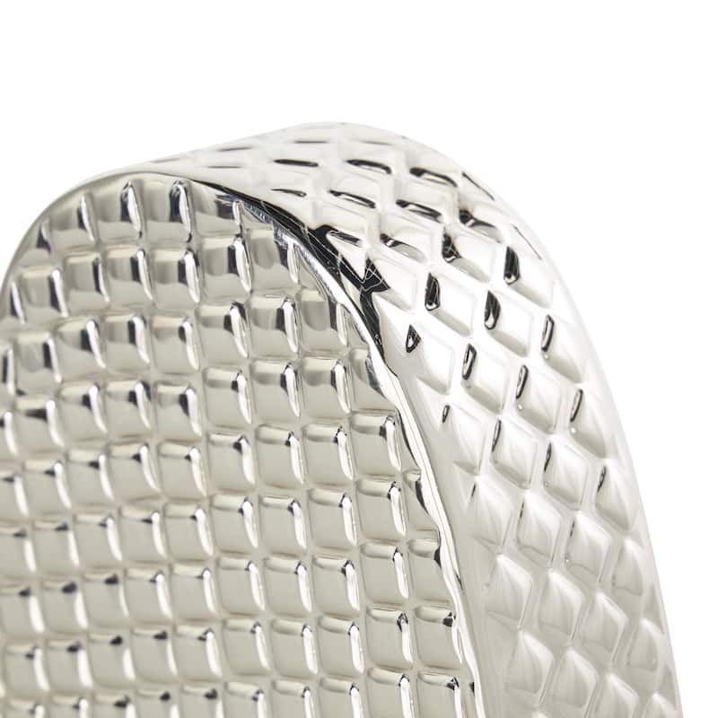 Aluminum Metal Heart Slanted Decorative Sculpture with Dimensional Cube Textured Exterior - Gold or Silver - Roche River Decor