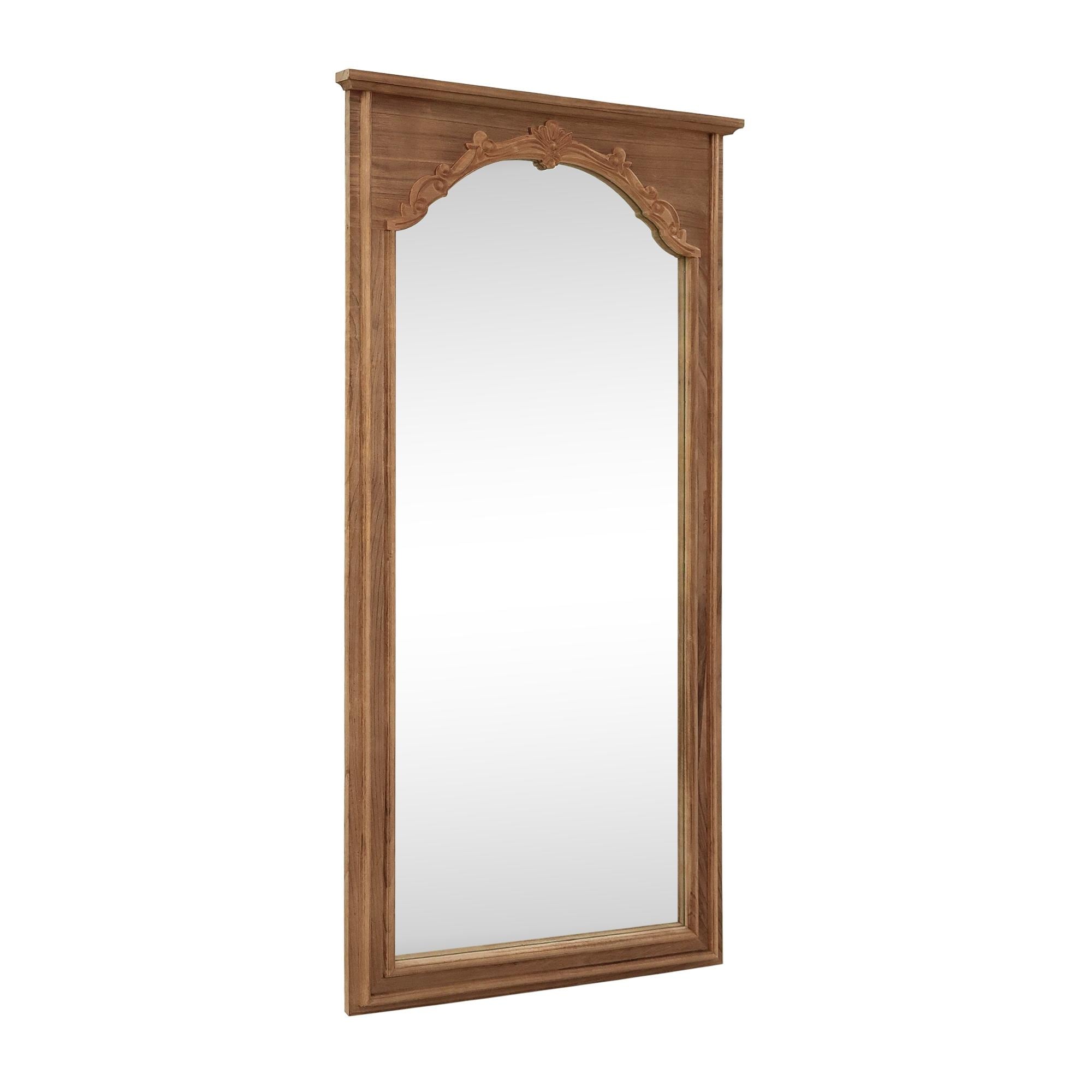 Wooden Right Angle Arched Two Tone Full Length Mirror with Stand