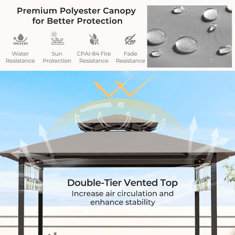 Costway 3 PCS Patio Bar Set with Tempered Glass Bar Table Metal - See Details