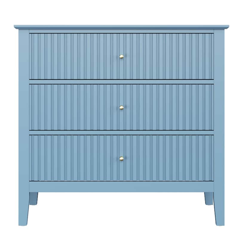 Fluted 3 Drawer Dresser - Blue