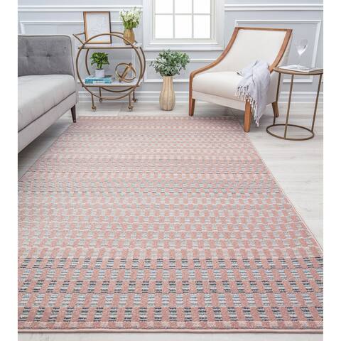 Jaxon Geometric Classic Pink Area Rug by Issaac Mizrahi