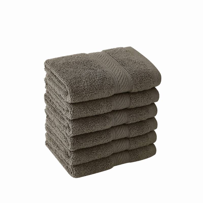Royal Velvet Regal Plush Towel Collection - 6 Hand Towels - Dark Grey